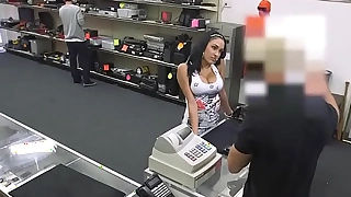 Hawt coupled with busty lalin girl receives pounded in the pawnshop for crown