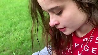 Lesbian best friend sucks dick on the park bench