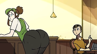 Chubby Barista with Giant Lactating Boobs - 3D Cartoon Mock-heroic HQ